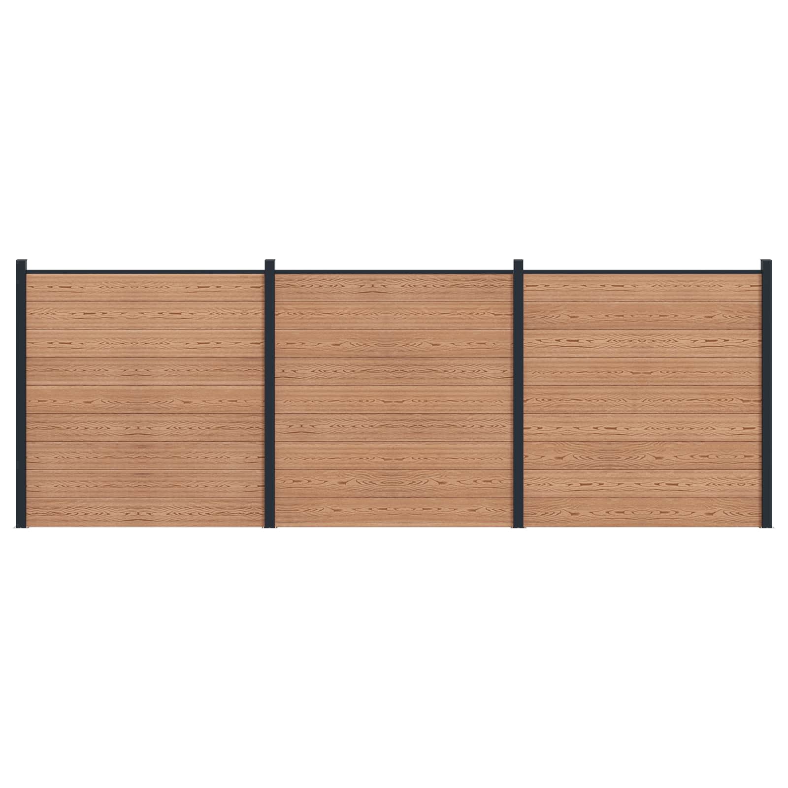 Pannello di Recinzione 3 pezzi WPC e Alluminio Marrone