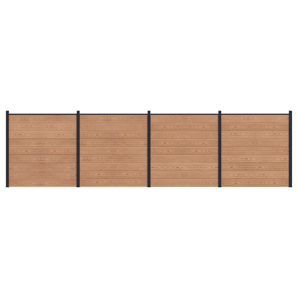 Pannello di Recinzione 4 pz WPC e Alluminio Marrone