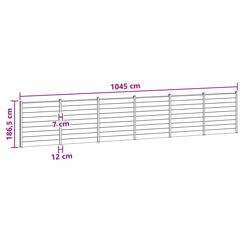 Pannello di Recinzione 6 pcs WPC e Alluminio Marrone