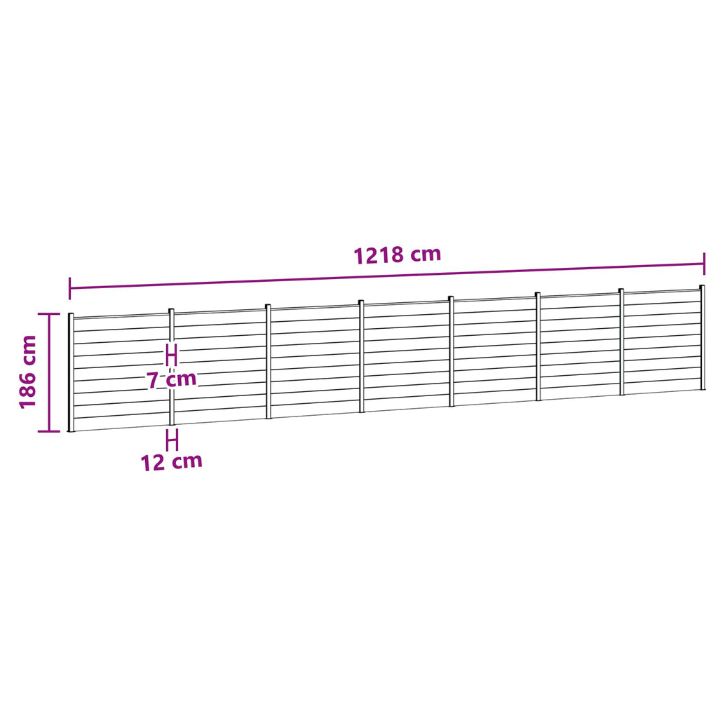 Pannello di Recinzione 7 pcs WPC e Alluminio Marrone