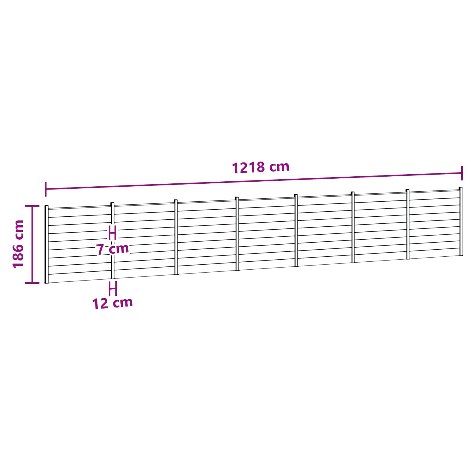 Pannello di Recinzione 7 pcs WPC e Alluminio Marrone