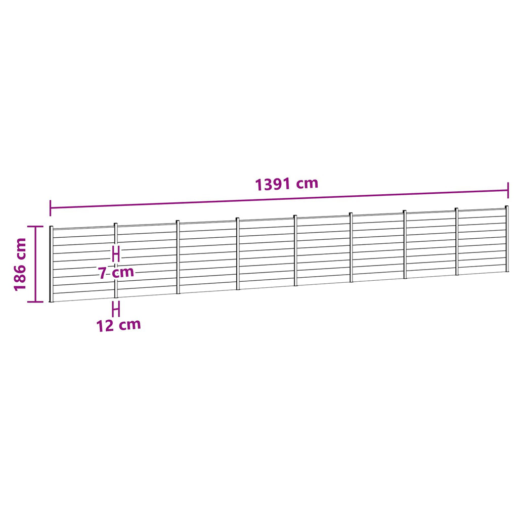 Pannello di Recinzione 8 pz WPC e Alluminio Marrone