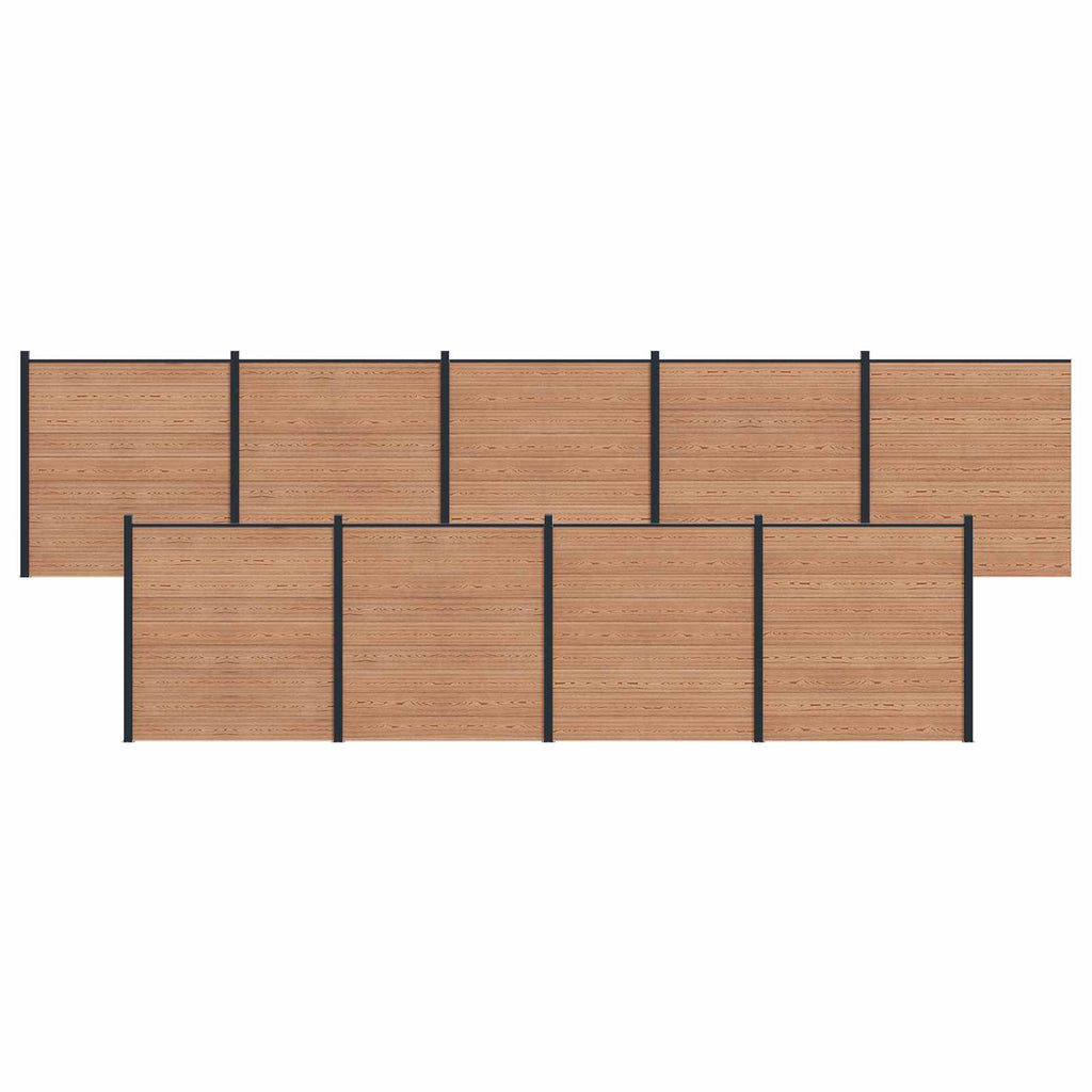 Pannello di Recinzione 9 pcs WPC e Alluminio Marrone