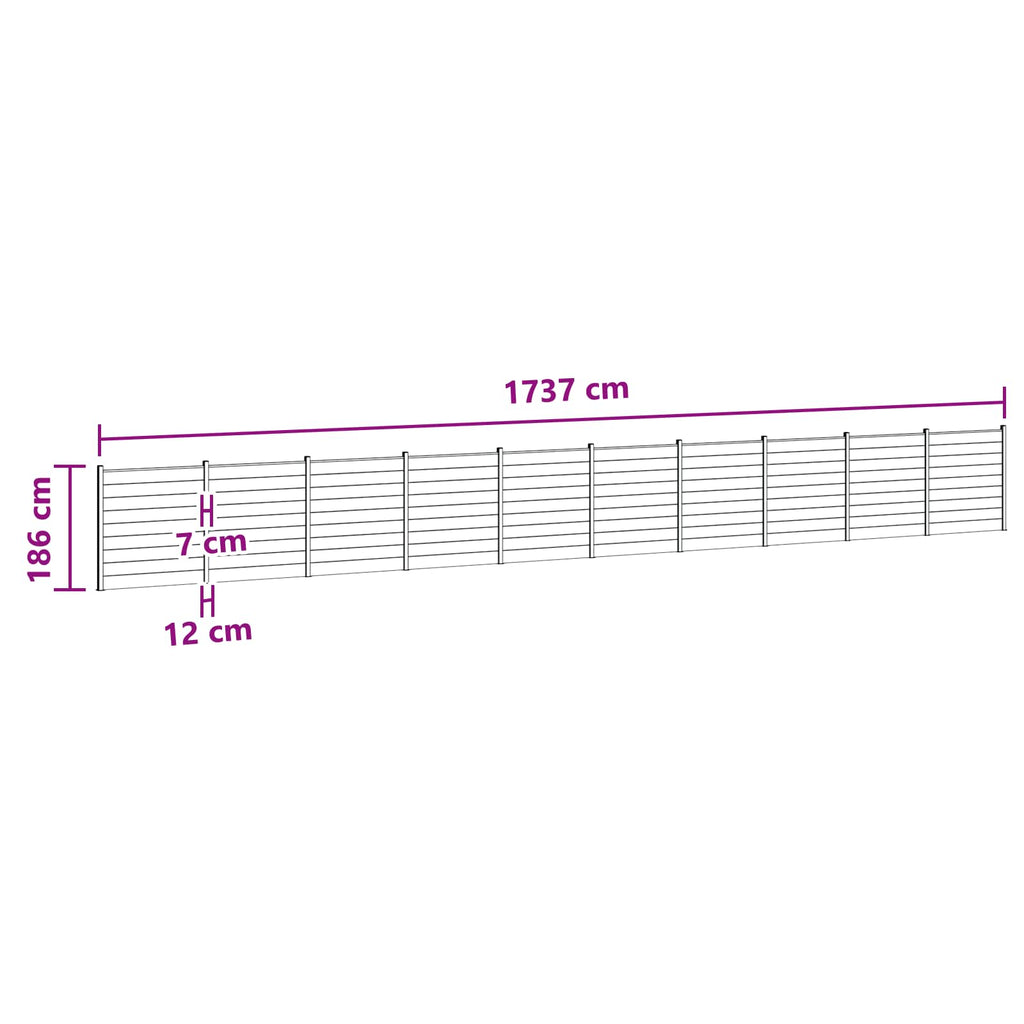 Pannello di Recinzione 10 pezzi WPC e Alluminio Marrone