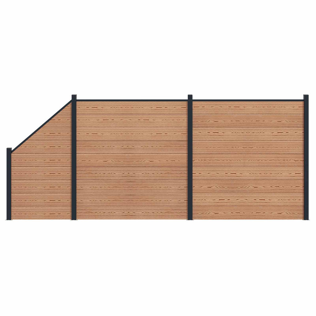 Pannello di Recinzione 3 pcs WPC e Alluminio Marrone