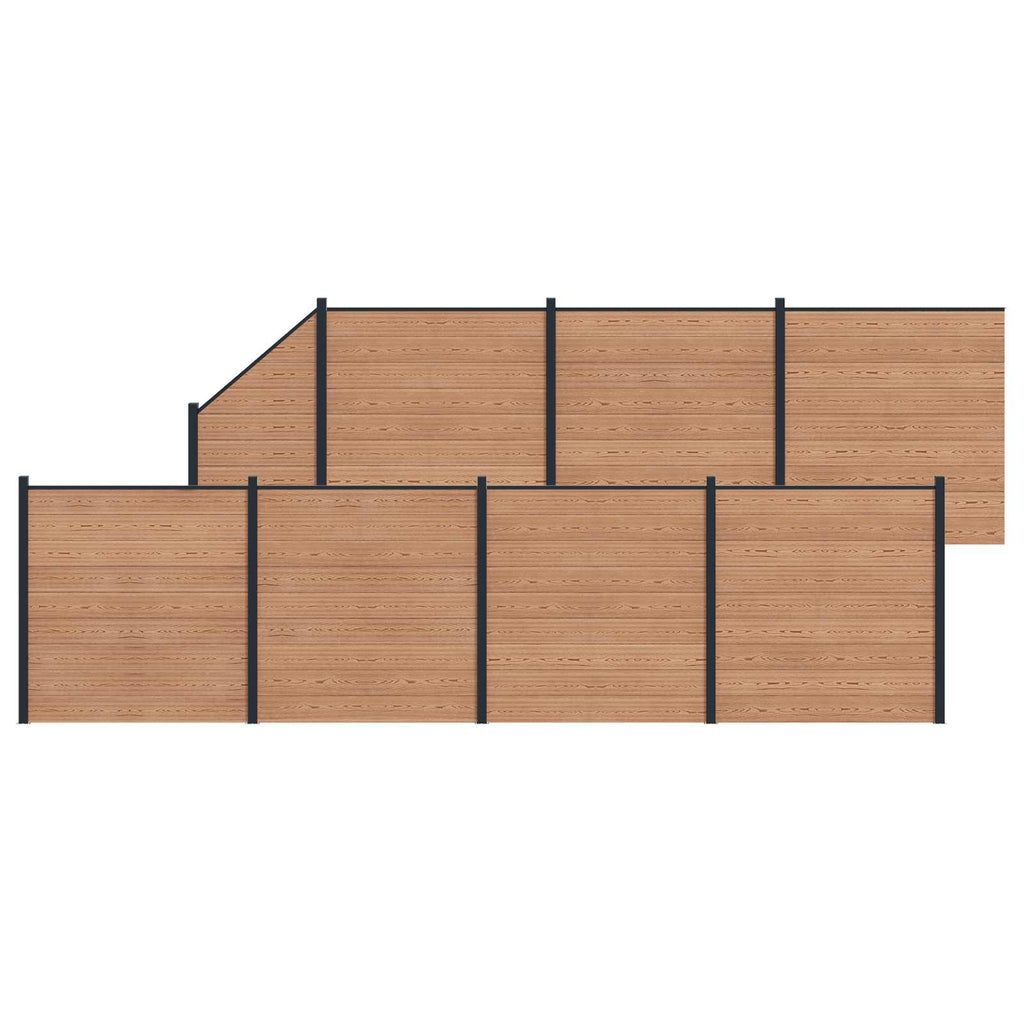 Pannello di Recinzione 8 pezzi WPC e Alluminio Marrone