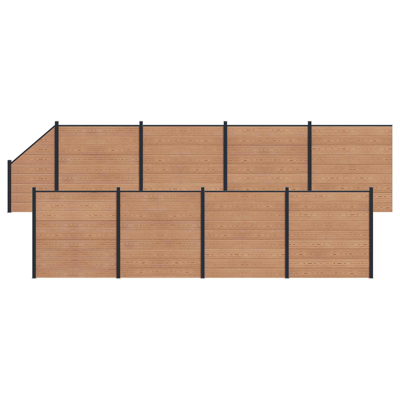 Pannello di Recinzione 9 pcs WPC e Alluminio Marrone