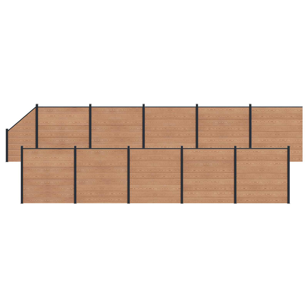 Pannello di Recinzione 11 pezzi WPC e Alluminio Marrone