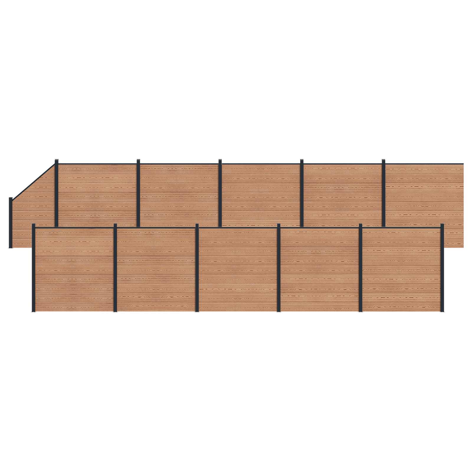 Pannello di Recinzione 11 pezzi WPC e Alluminio Marrone