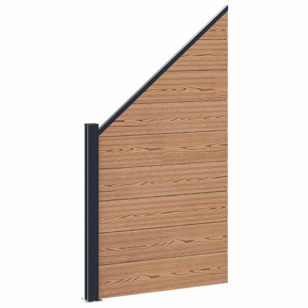 Pannello di Recinzione 11 pezzi WPC e Alluminio Marrone