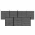 Pannello di Recinzione 7 pezzi WPC e Alluminio Grigio