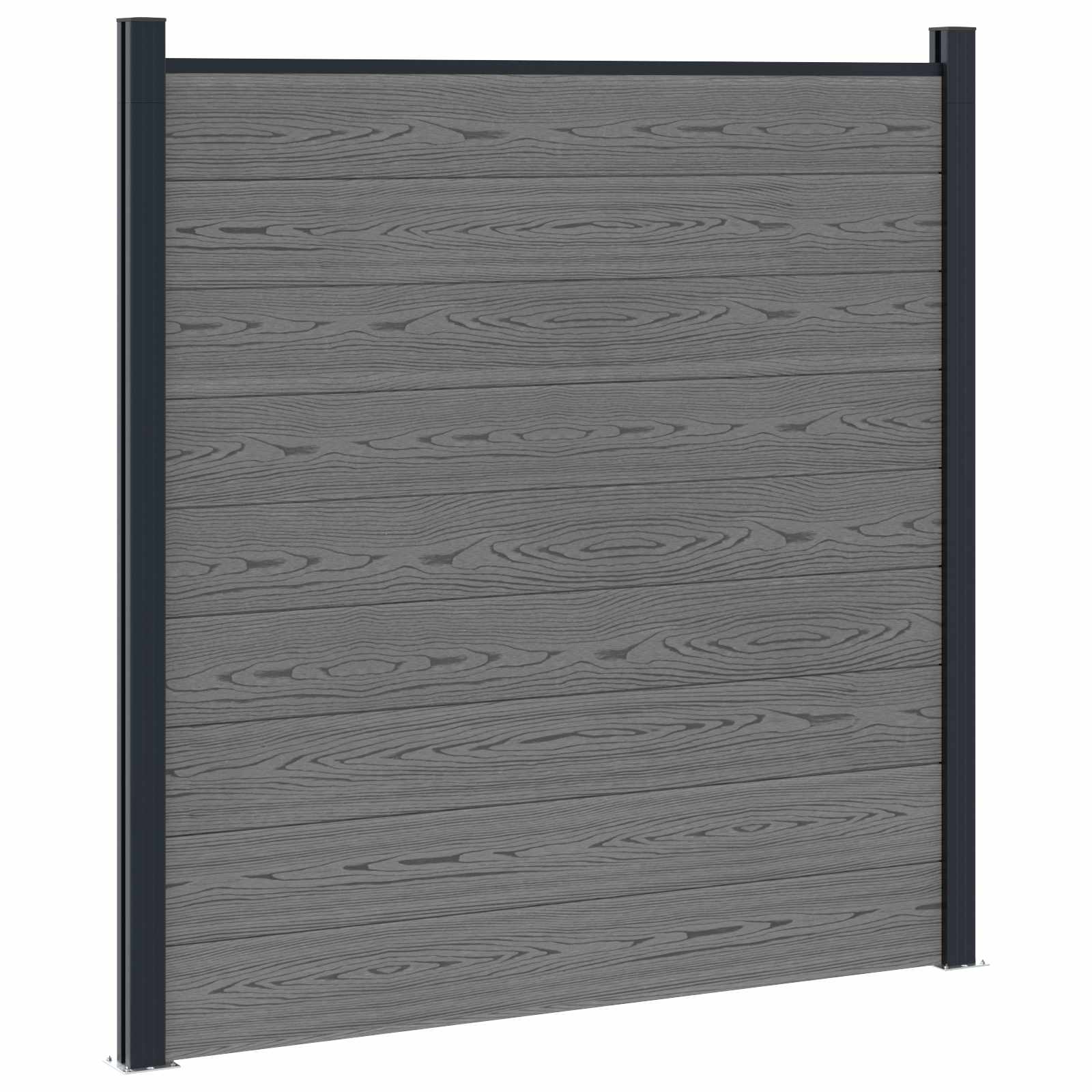 Pannello di Recinzione 5 pezzi WPC e Alluminio Grigio