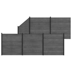 Pannello di Recinzione 6 pezzi WPC e Alluminio Grigio