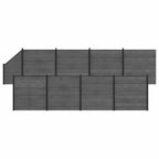 Pannello di Recinzione 9 pcs WPC e Alluminio Grigio