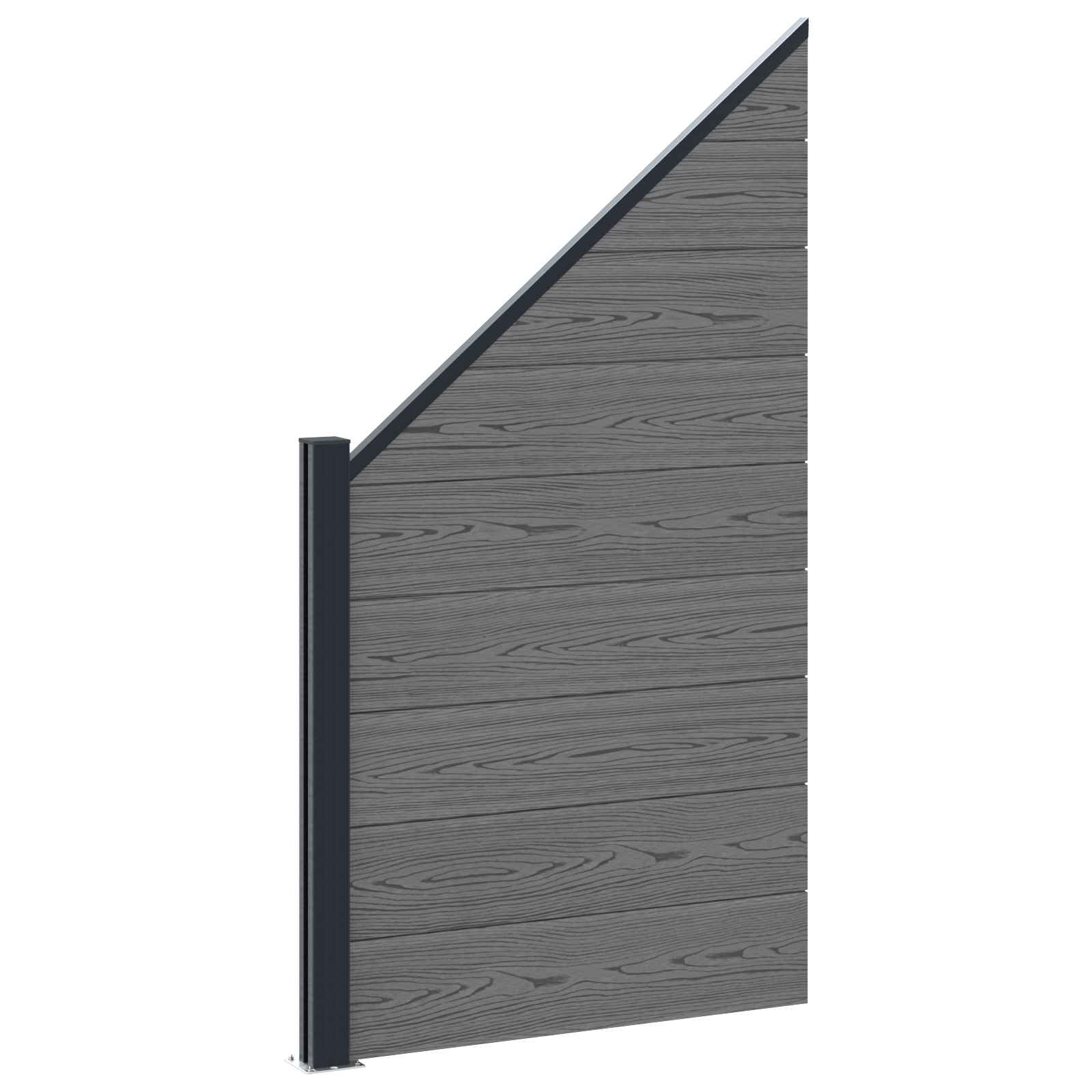 Pannello di Recinzione 9 pcs WPC e Alluminio Grigio
