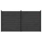 Pannello di Recinzione 2 pcs WPC e Alluminio Nero 353x186 cm