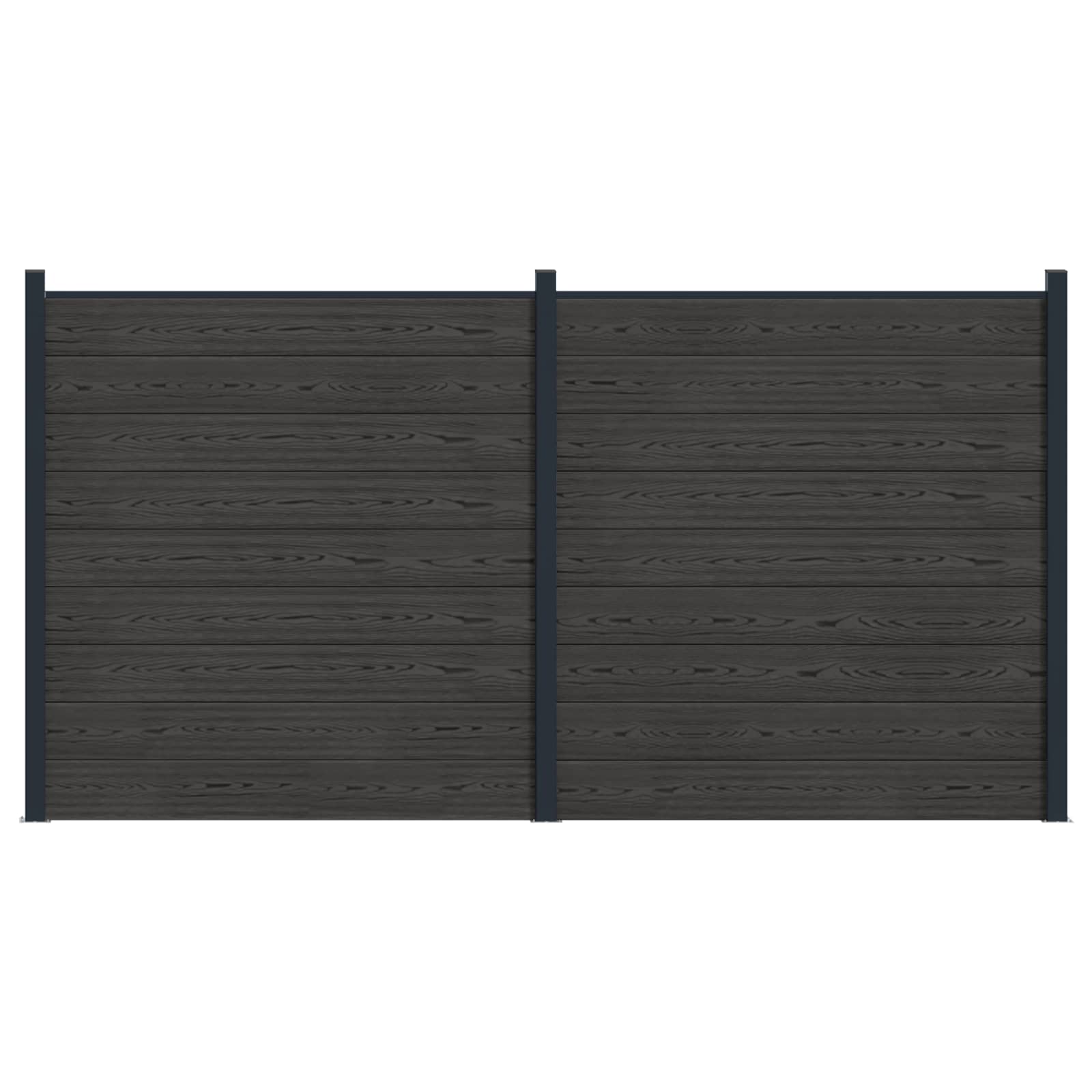 Pannello di Recinzione 2 pcs WPC e Alluminio Nero 353x186 cm