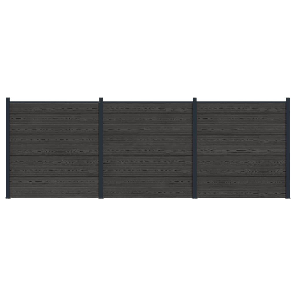 Pannello di Recinzione 3 pcs WPC e Alluminio Nero