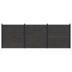 Pannello di Recinzione 3 pcs WPC e Alluminio Nero