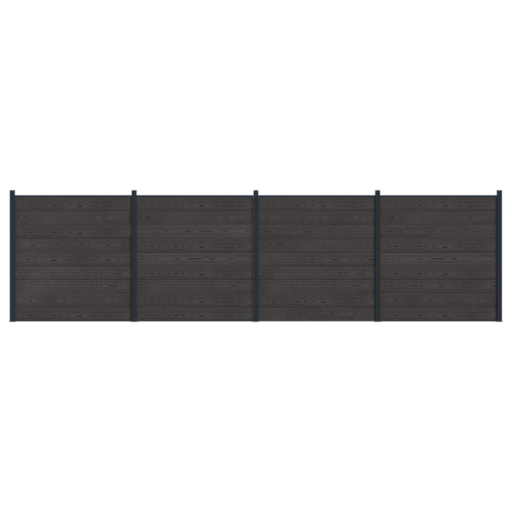 Pannello di Recinzione 4 pz WPC e Alluminio Nero