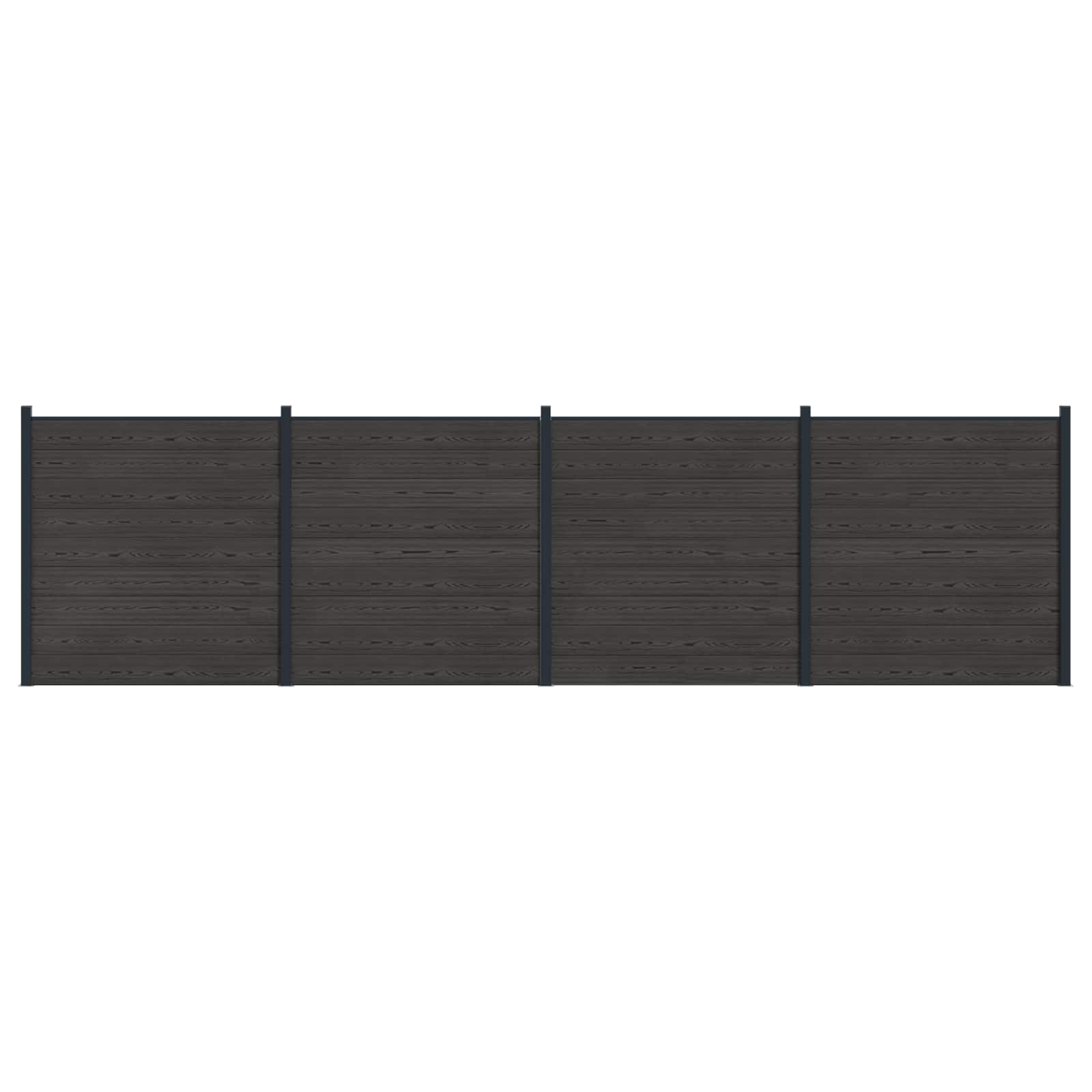 Pannello di Recinzione 4 pz WPC e Alluminio Nero