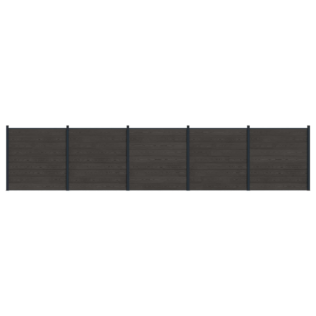 Pannello di Recinzione 5 pezzi WPC e Alluminio Nero