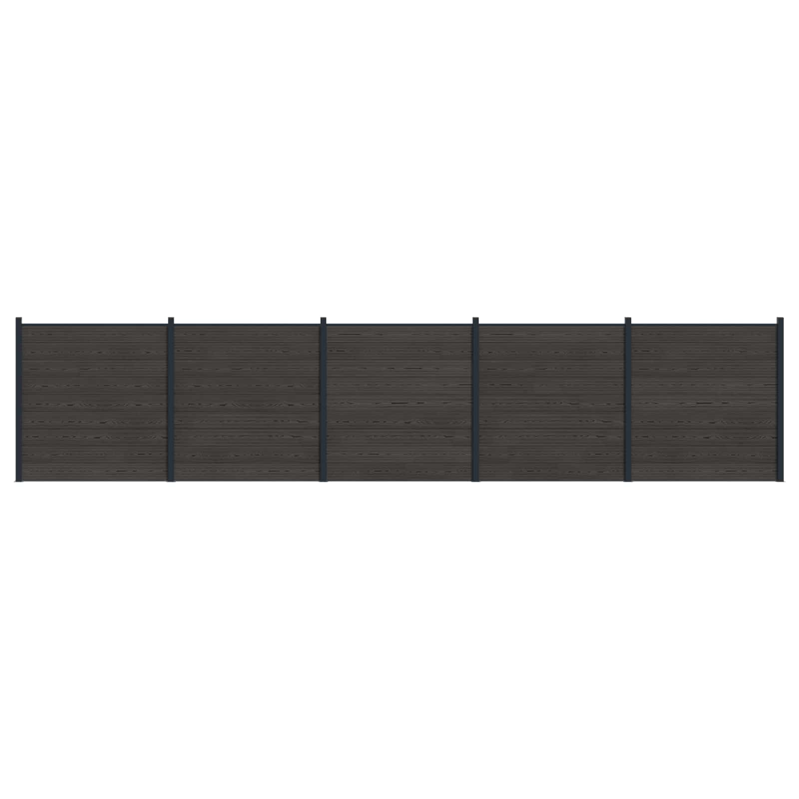 Pannello di Recinzione 5 pezzi WPC e Alluminio Nero