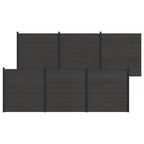 Pannello di Recinzione 6 pezzi WPC e Alluminio Nero