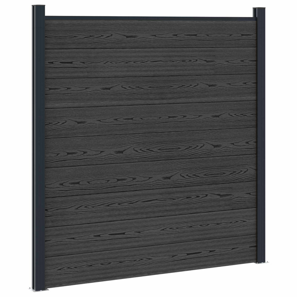 Pannello di Recinzione 6 pezzi WPC e Alluminio Nero