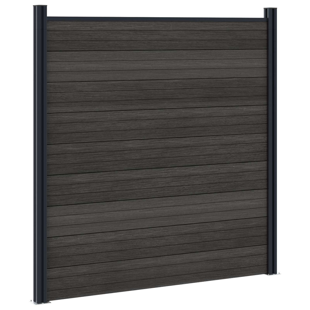 Pannello di Recinzione 6 pezzi WPC e Alluminio Nero