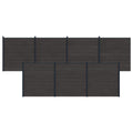 Pannello di Recinzione 7 pcs WPC e Alluminio Nero 1218 x 186 cm