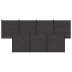 Pannello di Recinzione 7 pcs WPC e Alluminio Nero 1218 x 186 cm