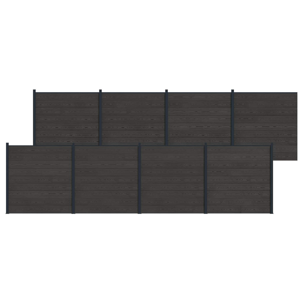 Pannello di Recinzione 8 pezzi WPC e Alluminio Nero