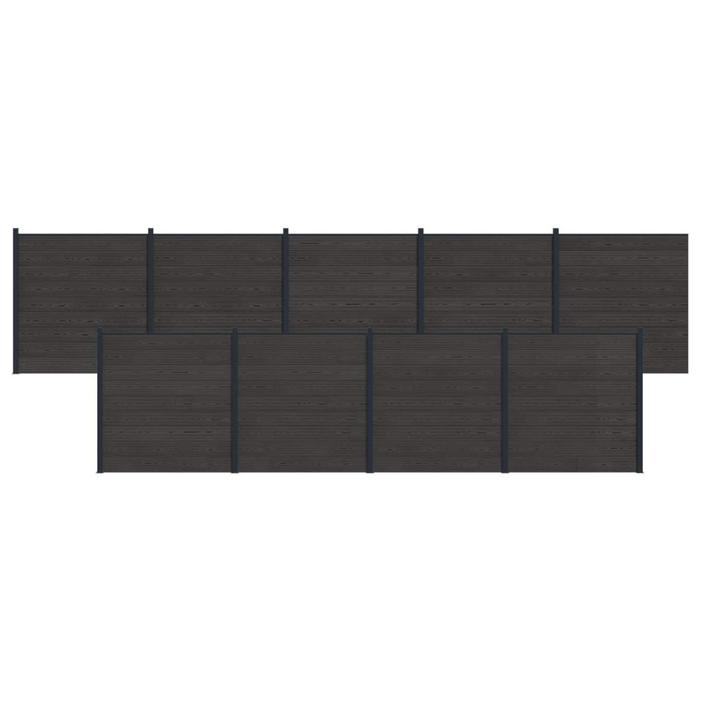 Pannello di Recinzione 9 pcs WPC e Alluminio Nero