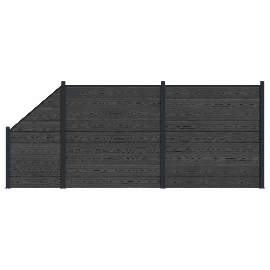 Pannello di Recinzione 3 pcs WPC e Alluminio Nero 446x186 cm