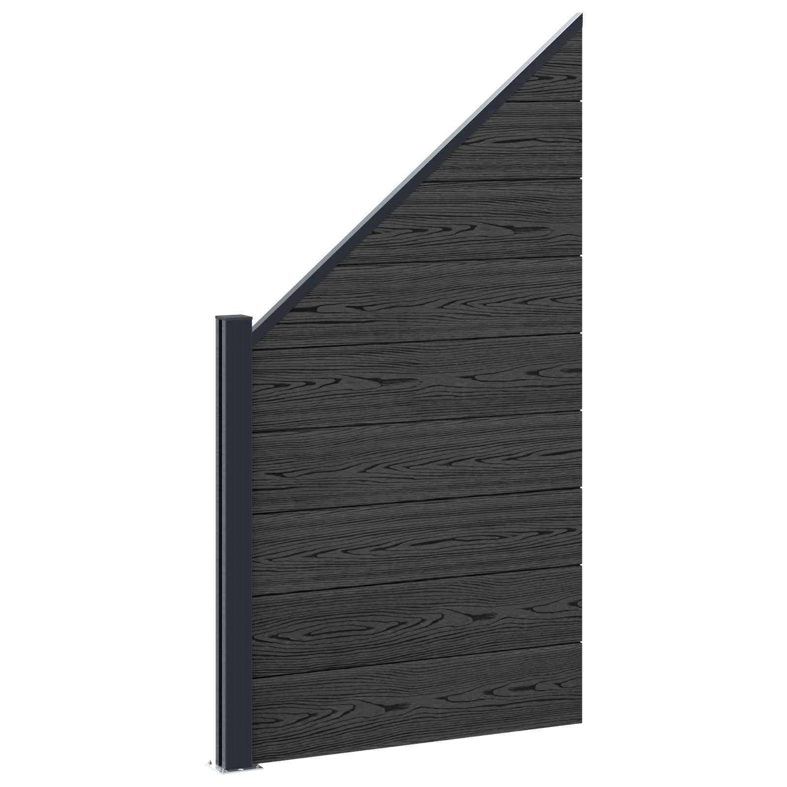Pannello di Recinzione 3 pcs WPC e Alluminio Nero 446x186 cm