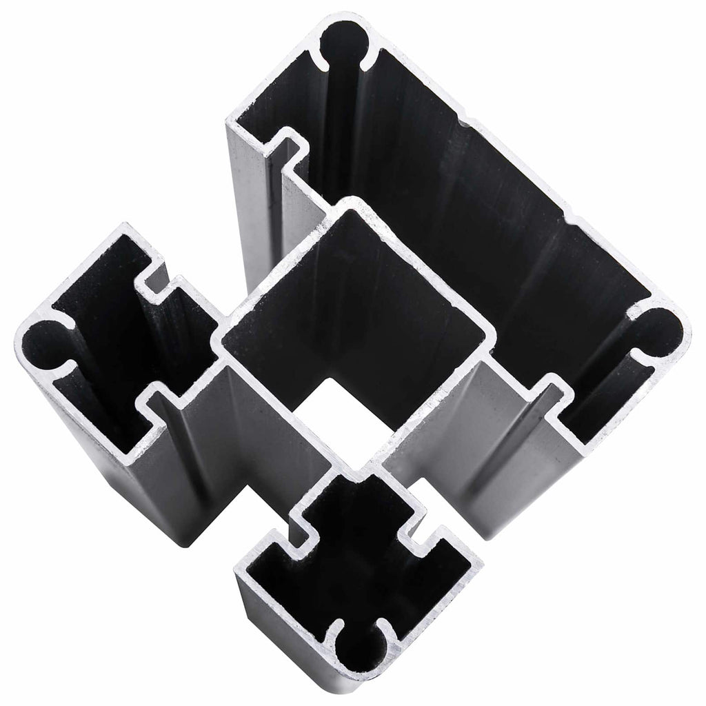 Pannello di Recinzione 4 pezzi WPC e Alluminio Nero