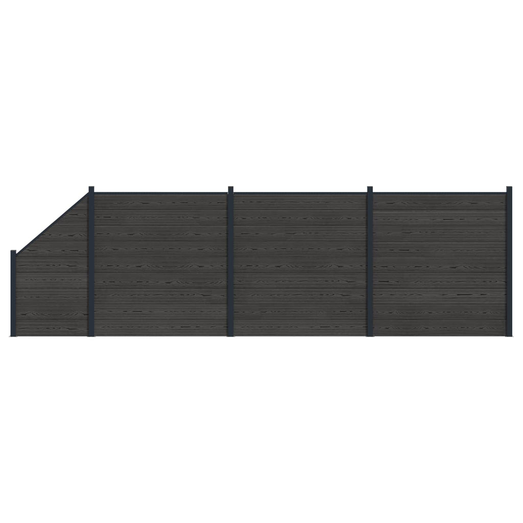 Pannello di Recinzione 4 pezzi WPC e Alluminio Nero