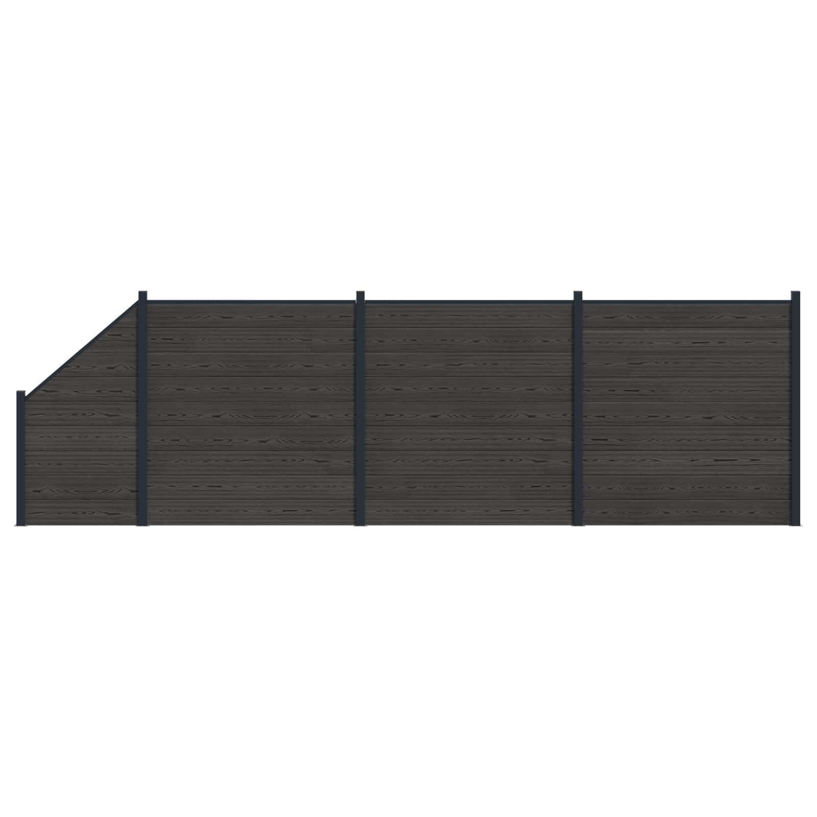 Pannello di Recinzione 4 pezzi WPC e Alluminio Nero