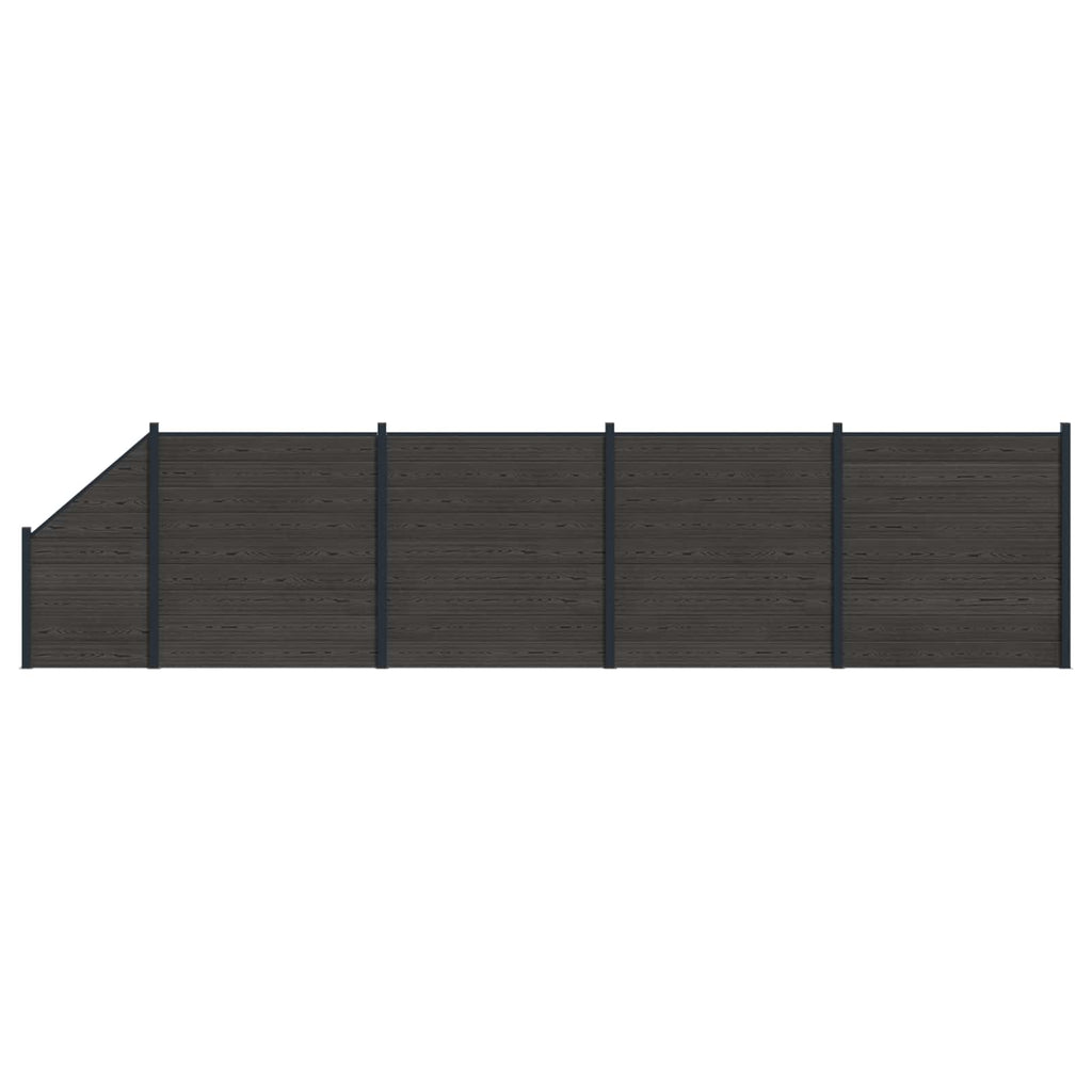 Pannello di Recinzione 5 pcs WPC e Alluminio Nero 792x186 cm