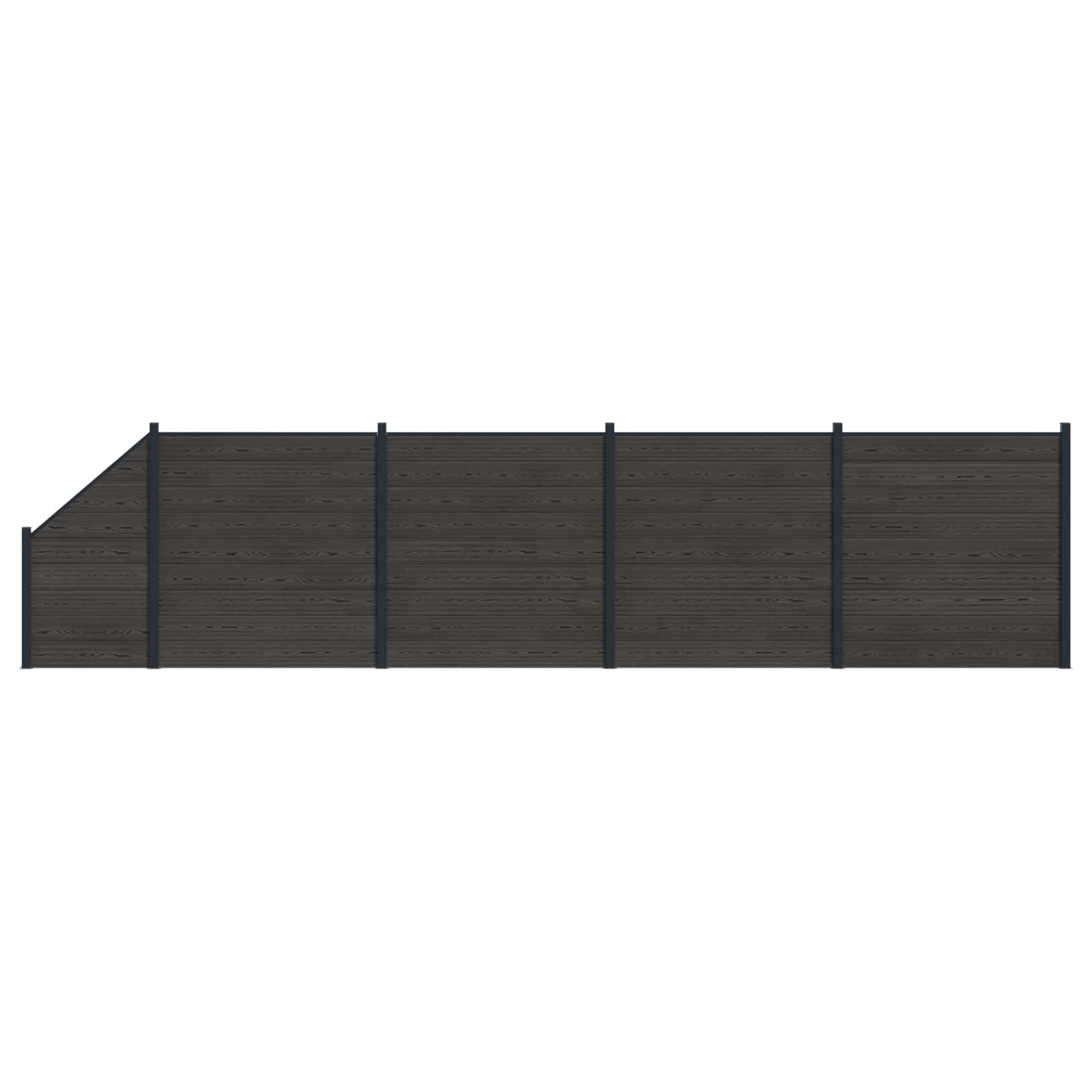 Pannello di Recinzione 5 pcs WPC e Alluminio Nero 792x186 cm