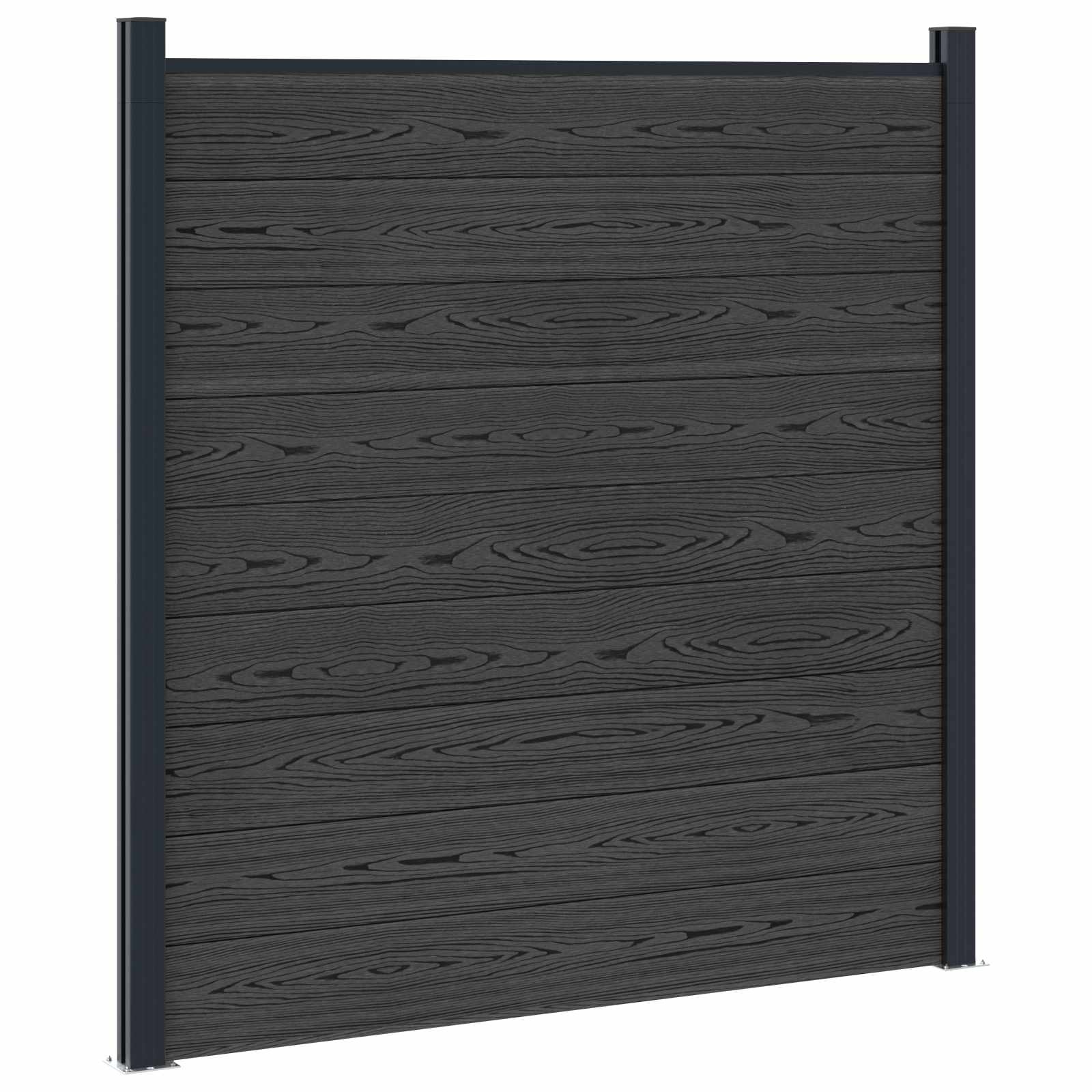 Pannello di Recinzione 5 pcs WPC e Alluminio Nero 792x186 cm