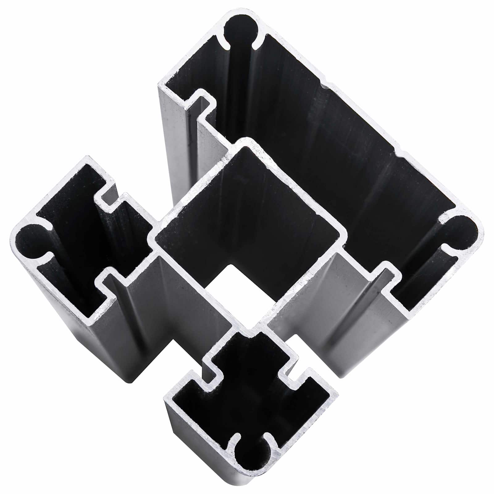 Pannello di Recinzione 6 pezzi WPC e Alluminio Nero