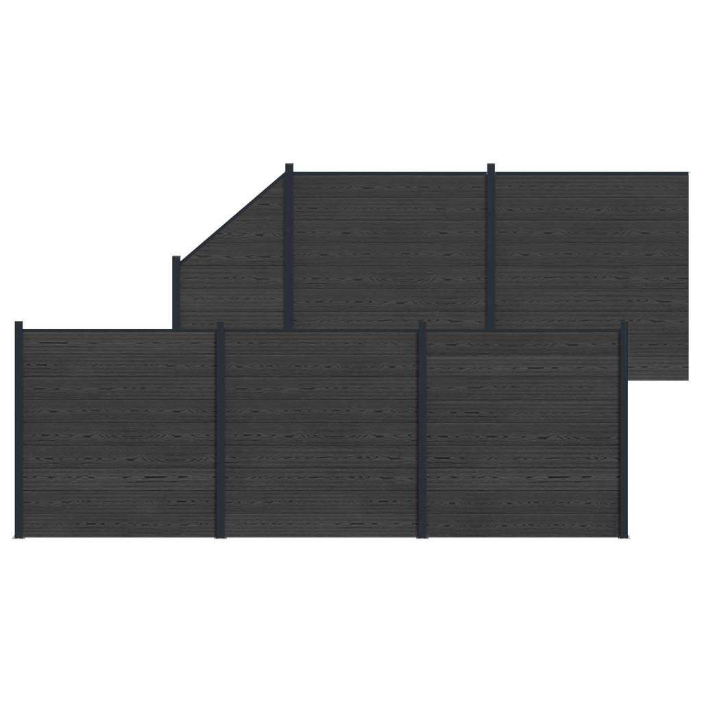 Pannello di Recinzione 6 pezzi WPC e Alluminio Nero