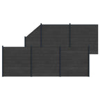 Pannello di Recinzione 6 pezzi WPC e Alluminio Nero
