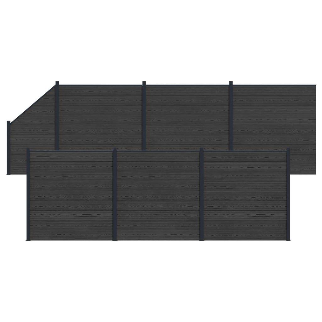 Pannello di Recinzione 7 pz WPC e Alluminio Nero