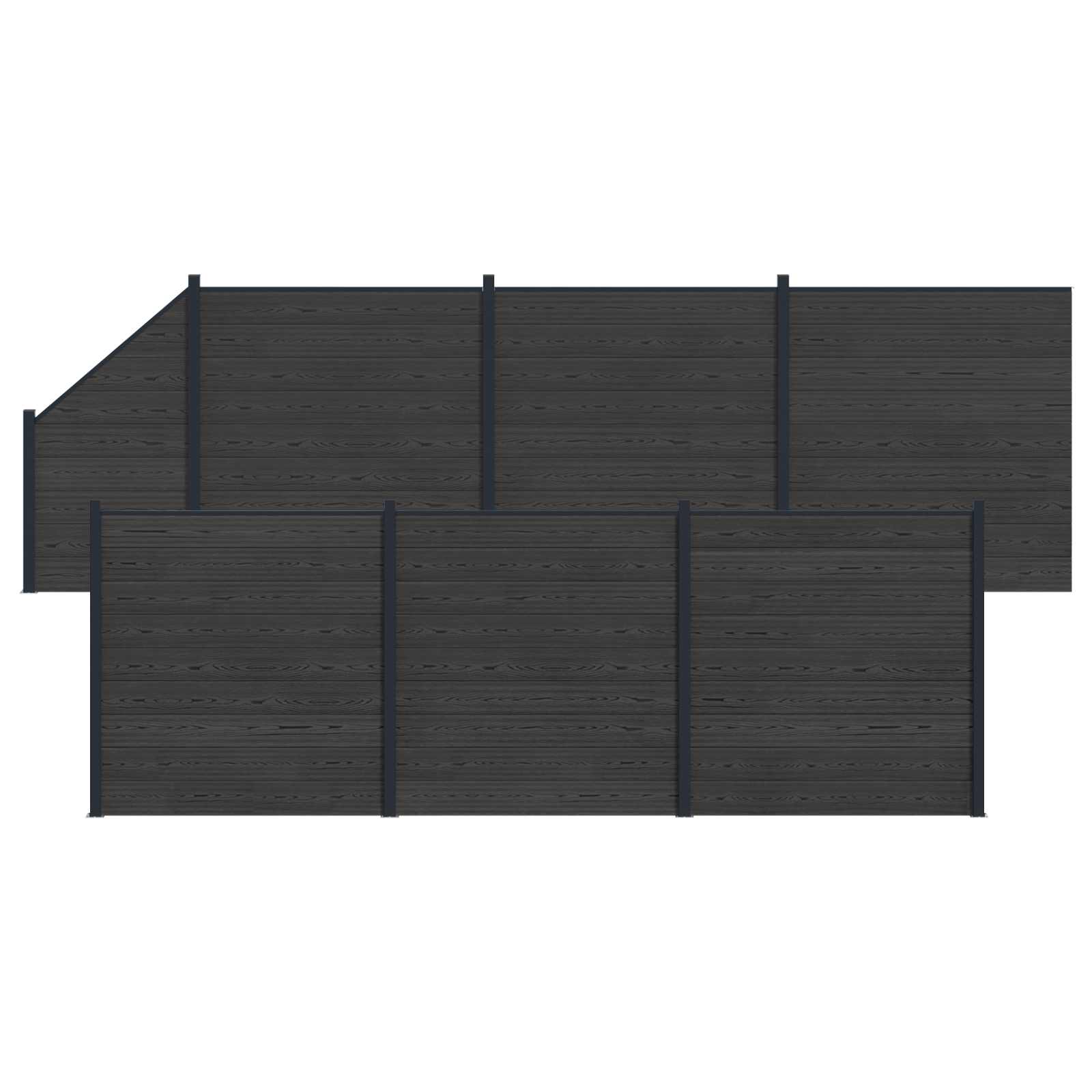 Pannello di Recinzione 7 pz WPC e Alluminio Nero