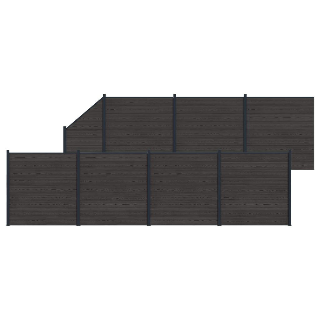 Pannello di Recinzione 8 pezzi WPC e Alluminio Nero