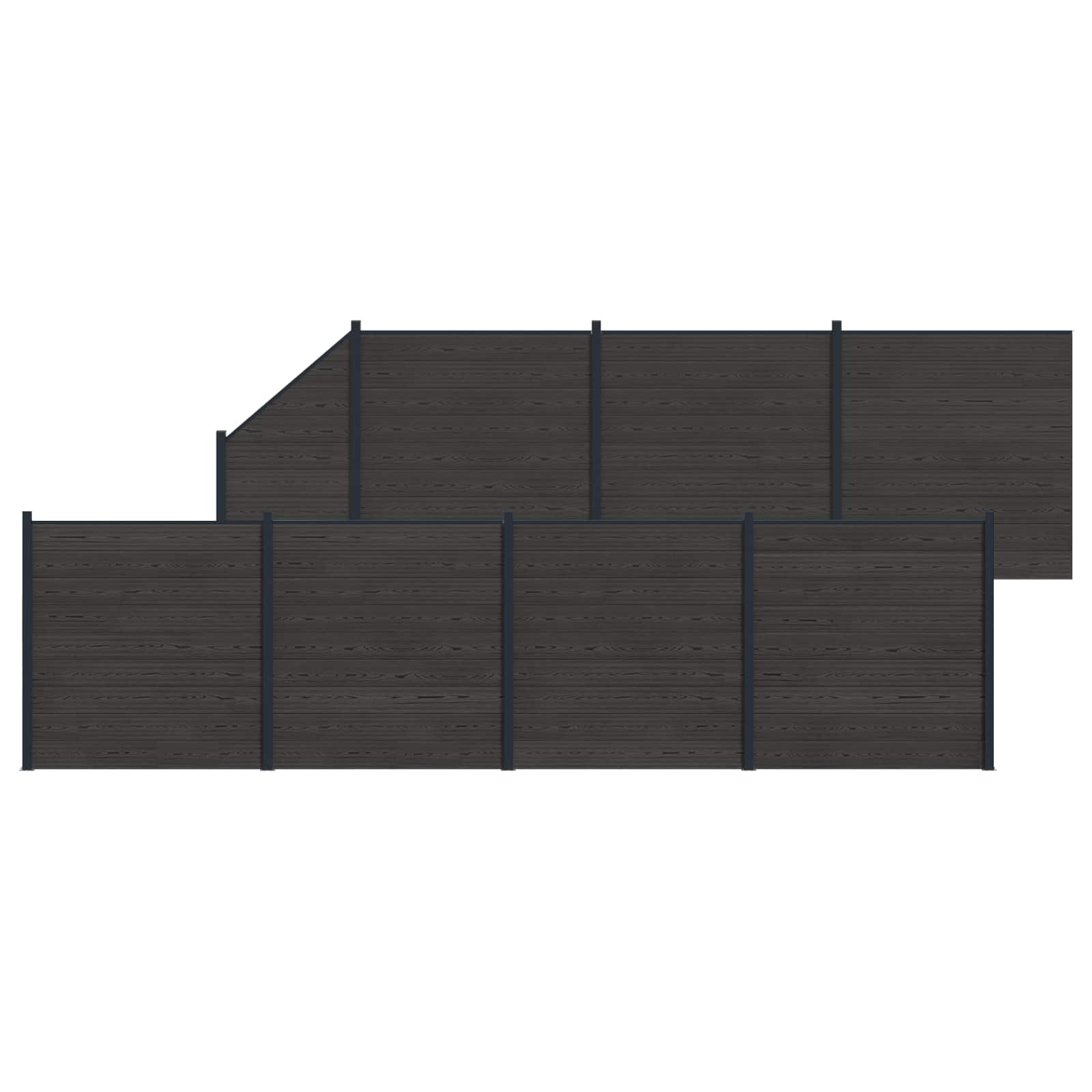 Pannello di Recinzione 8 pezzi WPC e Alluminio Nero