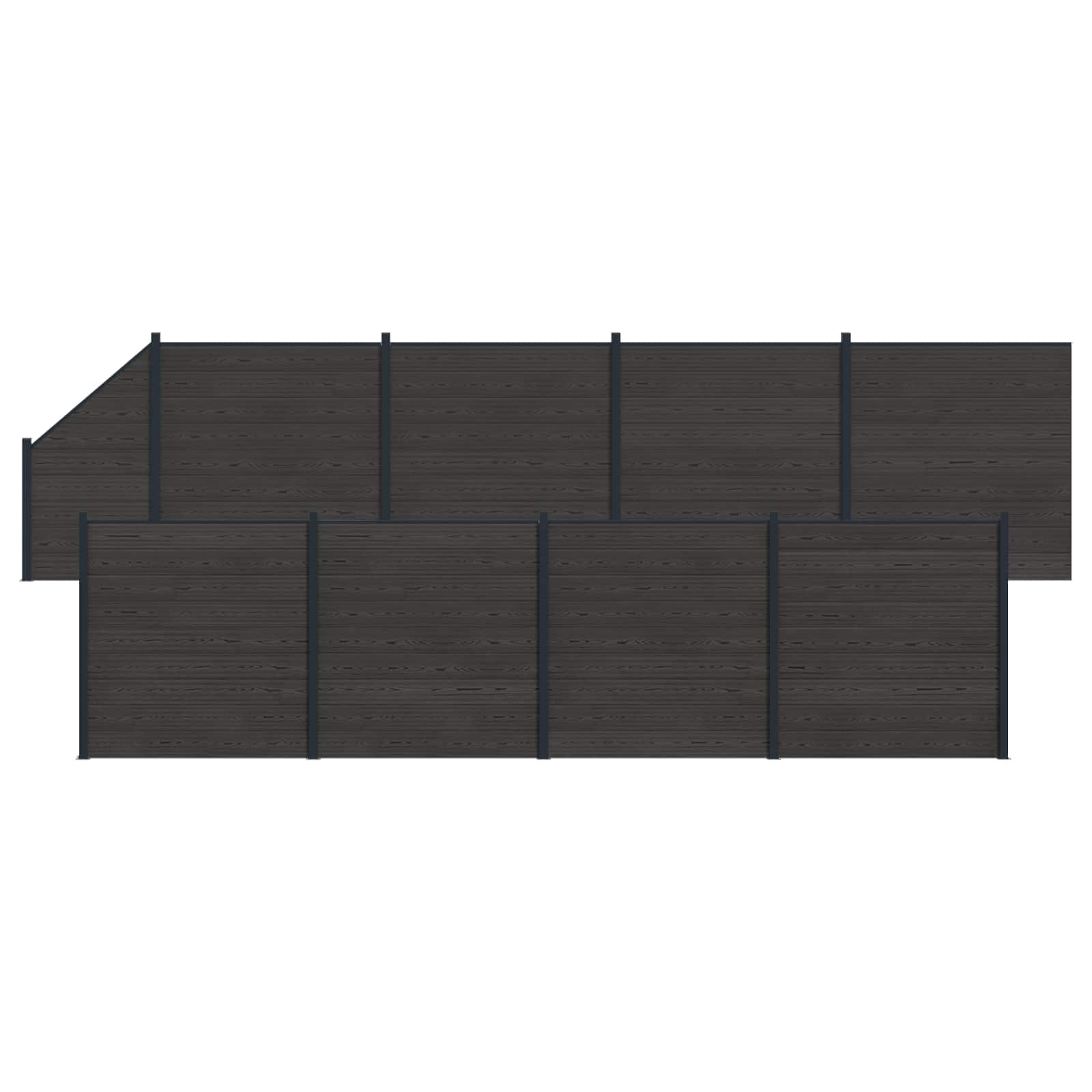 Pannello di Recinzione 9 pz WPC e Alluminio Nero